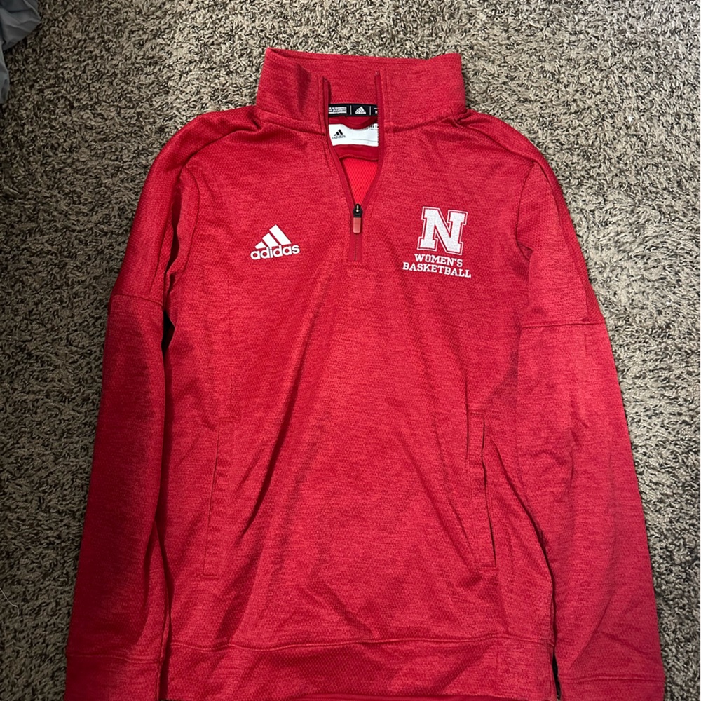 red quarter zip
